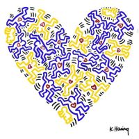 Keith Haring Universal Love In Yellow And Blue