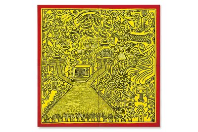 art oil painting reproduction of  Keith Haring Untitled - Acrylic On Canvas In Four Parts museum quality handmade