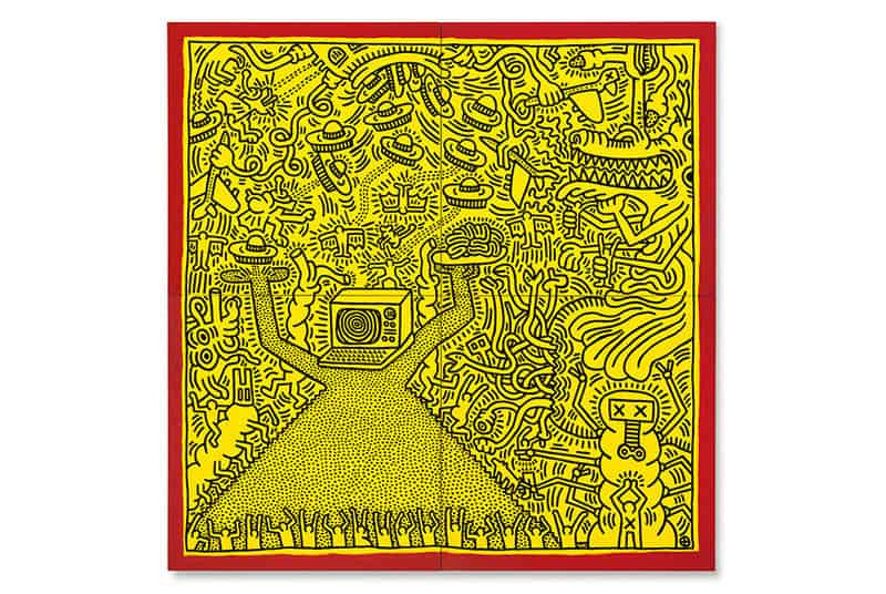 Keith Haring Untitled - Acrylic On Canvas In Four Parts museum quality