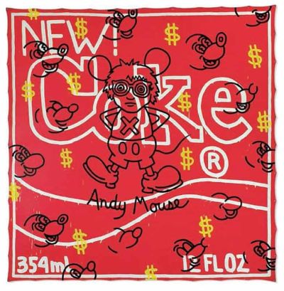art oil painting reproduction of  Keith Haring Untitled - New Coke And Andy Mouse - 1985 museum quality handmade