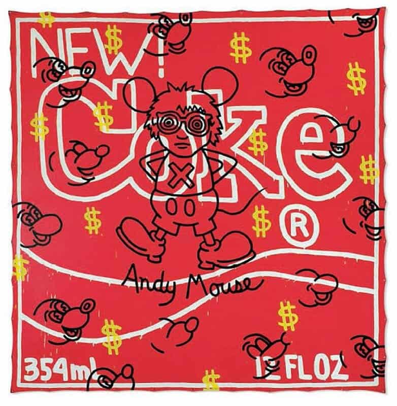 Keith Haring Untitled - New Coke And Andy Mouse - 1985 museum quality