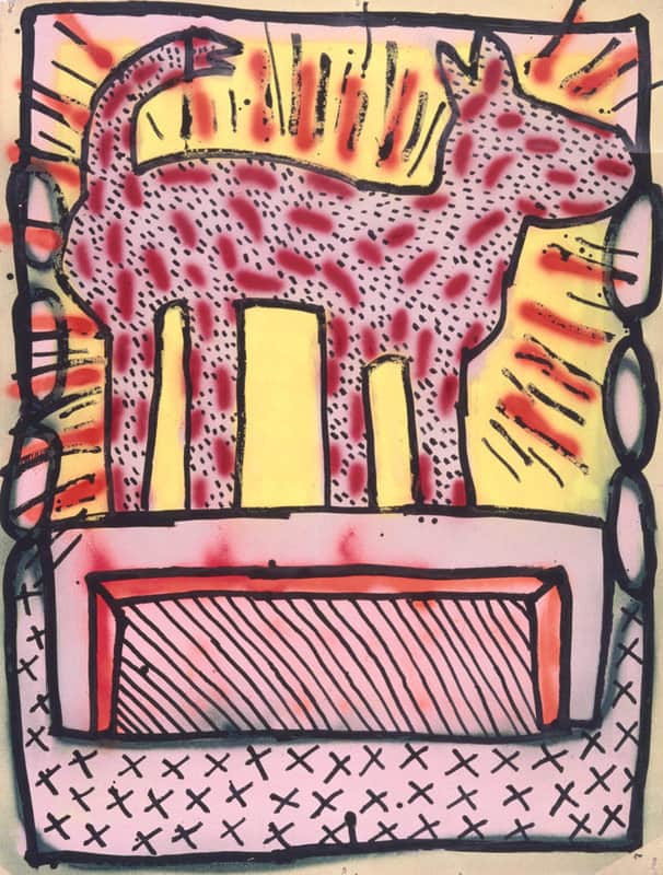 Keith Haring Untitled 1980 - Dog With Snake Tail museum quality