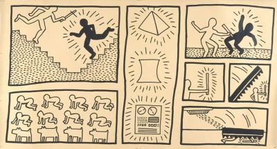 art oil painting reproduction of  Keith Haring Untitled 1980 - Evolution Of Mankind museum quality handmade