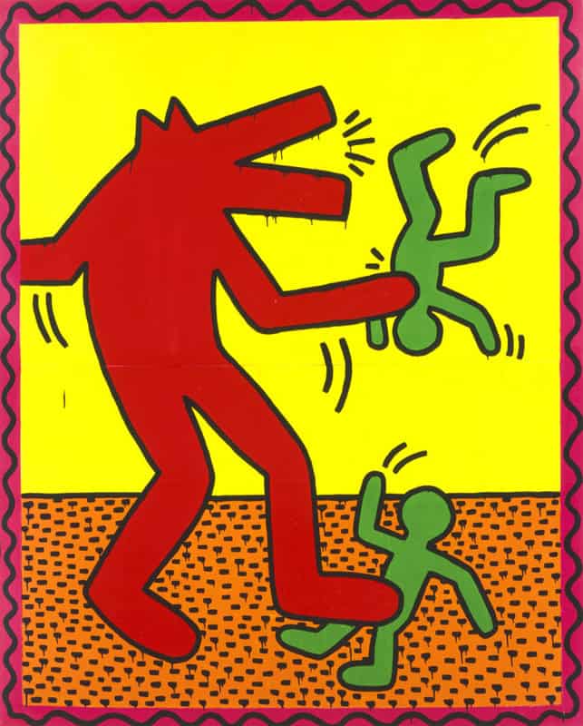 Keith Haring Untitled 1982 - Anubis Dog Eat Men museum quality