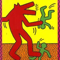 Keith Haring Untitled 1982 - Anubis Dog Eat Men Hand Painted Reproduction