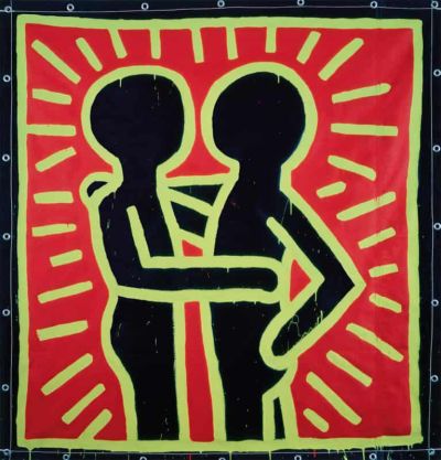 art oil painting reproduction of  Keith Haring Untitled 1982 - When Love Is Glow museum quality handmade