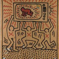 Keith Haring Untitled 1983 - 2 Hand Painted Reproduction
