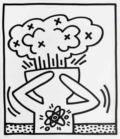 art oil painting reproduction of  Keith Haring Untitled 1983 - Atomic Bomb In The Head museum quality handmade