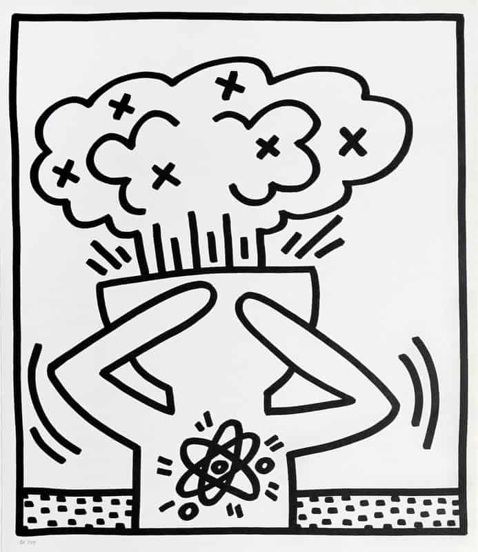 Keith Haring Untitled 1983 - Atomic Bomb In The Head museum quality