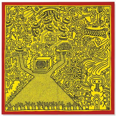art oil painting reproduction of  Keith Haring Untitled 1984 - Alien Technology museum quality handmade