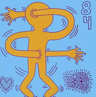 art oil painting reproduction of  Keith Haring Untitled 1984 - Brain And Stomach Ache museum quality handmade