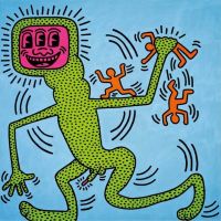 Keith Haring Untitled 1984 - Tv Monster Hand Painted Reproduction