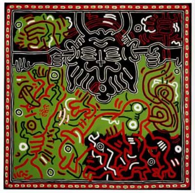art oil painting reproduction of  Keith Haring Untitled 1986 - I Am Not Hearing This museum quality handmade