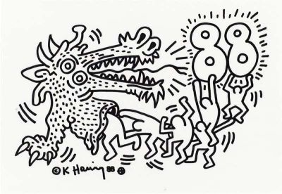 art oil painting reproduction of  Keith Haring Untitled Chinese Year Of The Dragon 1988 museum quality handmade