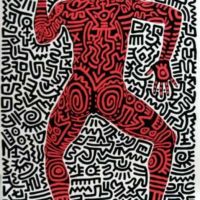 Keith Haring White Knight Hand Painted Reproduction