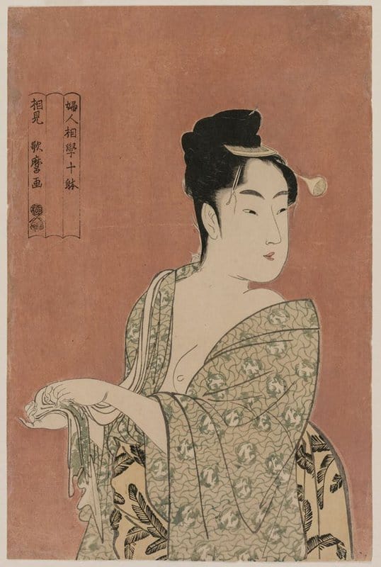 Kitagawa Utamaro Woman Drying Her Hands museum quality