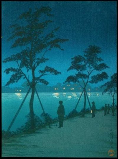 art oil painting reproduction of  Kiyochika Kobayashi Night Scene At Sumida River museum quality handmade