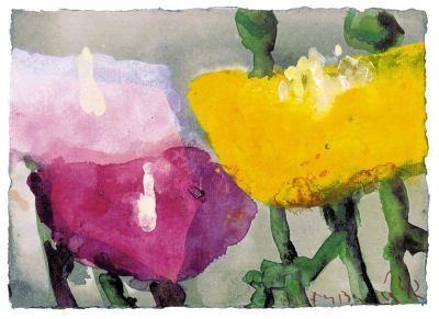 art oil painting reproduction of  Klaus Fu Mann Gelber Roter Und Rosa Mohn 2002 museum quality handmade