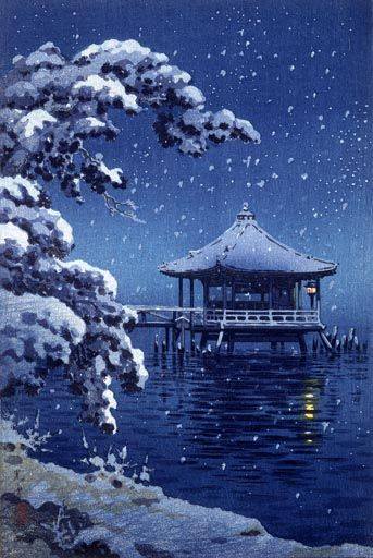 Koitsu Tsuchiya Floating Pavillion Of Katada In Snow 1934 museum quality