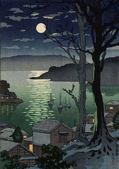 art oil painting reproduction of  Koitsu Tsuchiya Maizuru Harbor At Night 1936 museum quality handmade