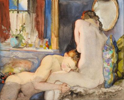 art oil painting reproduction of  Konstantin Andreevich Somov The Lovers museum quality handmade