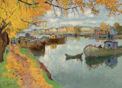 art oil painting reproduction of  Konstantin Gorbatov Autumn On The Islands 1919 museum quality handmade