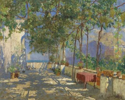 art oil painting reproduction of  Konstantin Gorbatov Patio In Capri 1925 museum quality handmade