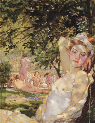art oil painting reproduction of  Konstantin Somov Bathing In The Sun - 1930 museum quality handmade