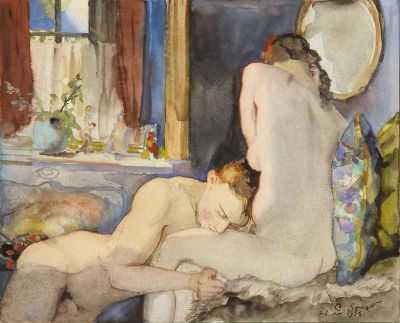 art oil painting reproduction of  Konstantin Somov The Lovers 1933 museum quality handmade