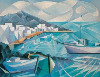 art oil painting reproduction of  Kostas Plakotaris Port museum quality handmade