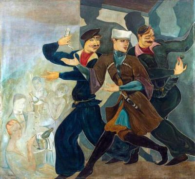 art oil painting reproduction of  Lado Gudiashvili - A Tbilisi Scene Early 1920 museum quality handmade