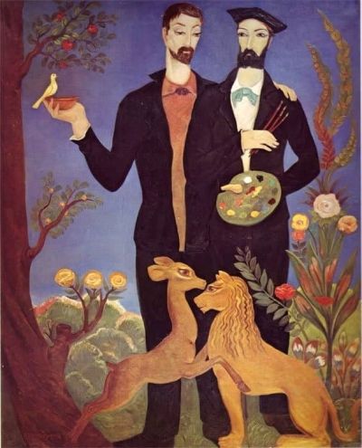 art oil painting reproduction of  Lado Gudiashvili Pirosmani And Henri Rousseau - 1976 museum quality handmade
