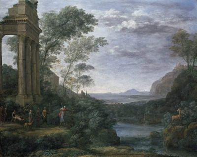 art oil painting reproduction of  Landscape With Ascanius Shooting The Stag Of Sylvia - Landscape By Claude Lorrain museum quality handmade