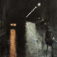 Lesser Ury Street Scene At Night Berlin C. 1920