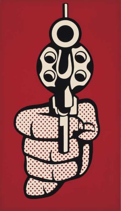 art oil painting reproduction of  Lichtenstein Smoking Gun museum quality handmade