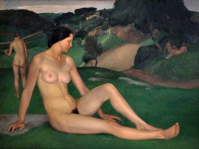 art oil painting reproduction of  Louis Berthomme Saint-andre Naked On The Lawn museum quality handmade