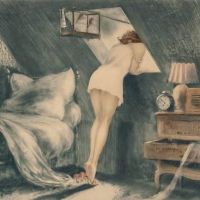 Louis Icart Attic Room 1940 Hand Painted Reproduction