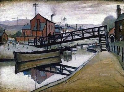 art oil painting reproduction of  Lowry Barges On A Canal 1941 museum quality handmade