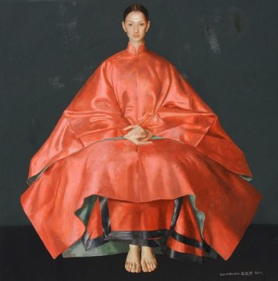art oil painting reproduction of  Lu Jian Jun Girl In Red Dress museum quality handmade