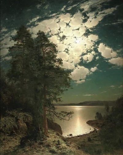 art oil painting reproduction of  Magnus Hjalmar Munsterhjelm Moonlit Night museum quality handmade