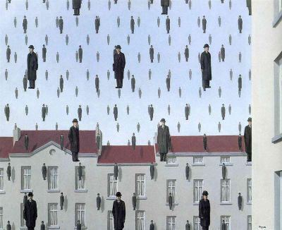 art oil painting reproduction of  Magritte Golconda museum quality handmade