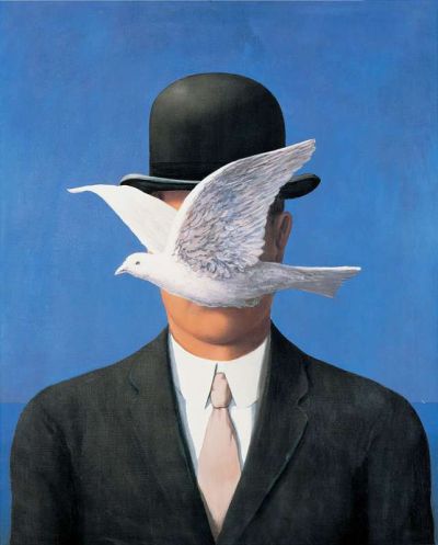 art oil painting reproduction of  Magritte Homme Au Chapeau Melon museum quality handmade