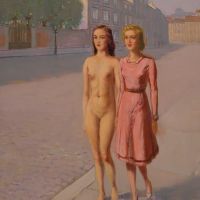 Magritte Untitled Two Girls Walking Along A Street 1954
