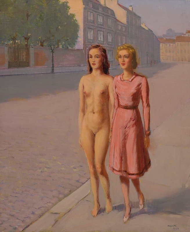 Magritte Untitled Two Girls Walking Along A Street 1954 museum quality
