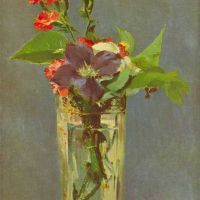 Manet Carnations And Clematis In A Crystal Vase Hand Painted Reproduction
