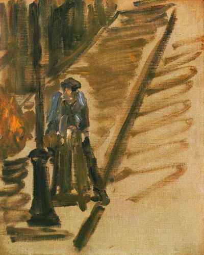 art oil painting reproduction of  Manet Rue Mossnier With Knife Grinder museum quality handmade