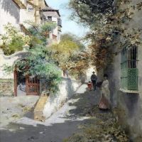 Manuel Garcia Y Rodriguez Street Scene In Granada 1890 Hand Painted Reproduction