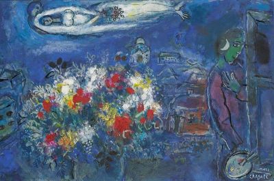art oil painting reproduction of  Marc Chagall Bouquet Dans La Nuit 1966 museum quality handmade