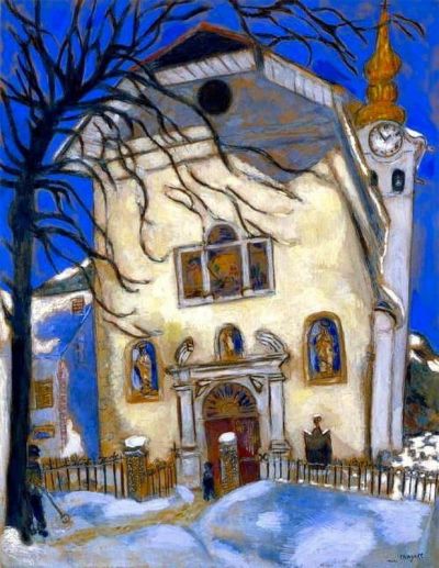 art oil painting reproduction of  Marc Chagall Chiesa Coperta Dalla Neve 1927 museum quality handmade