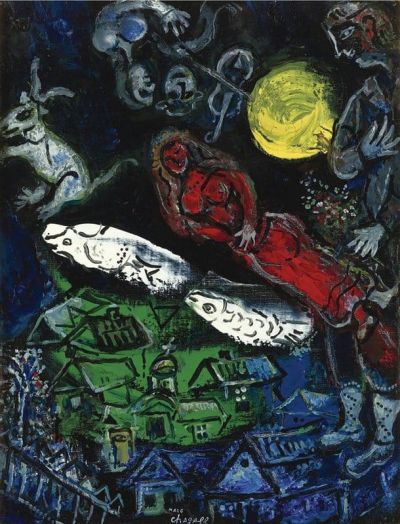 art oil painting reproduction of  Marc Chagall Ciel Peuple 1968 museum quality handmade